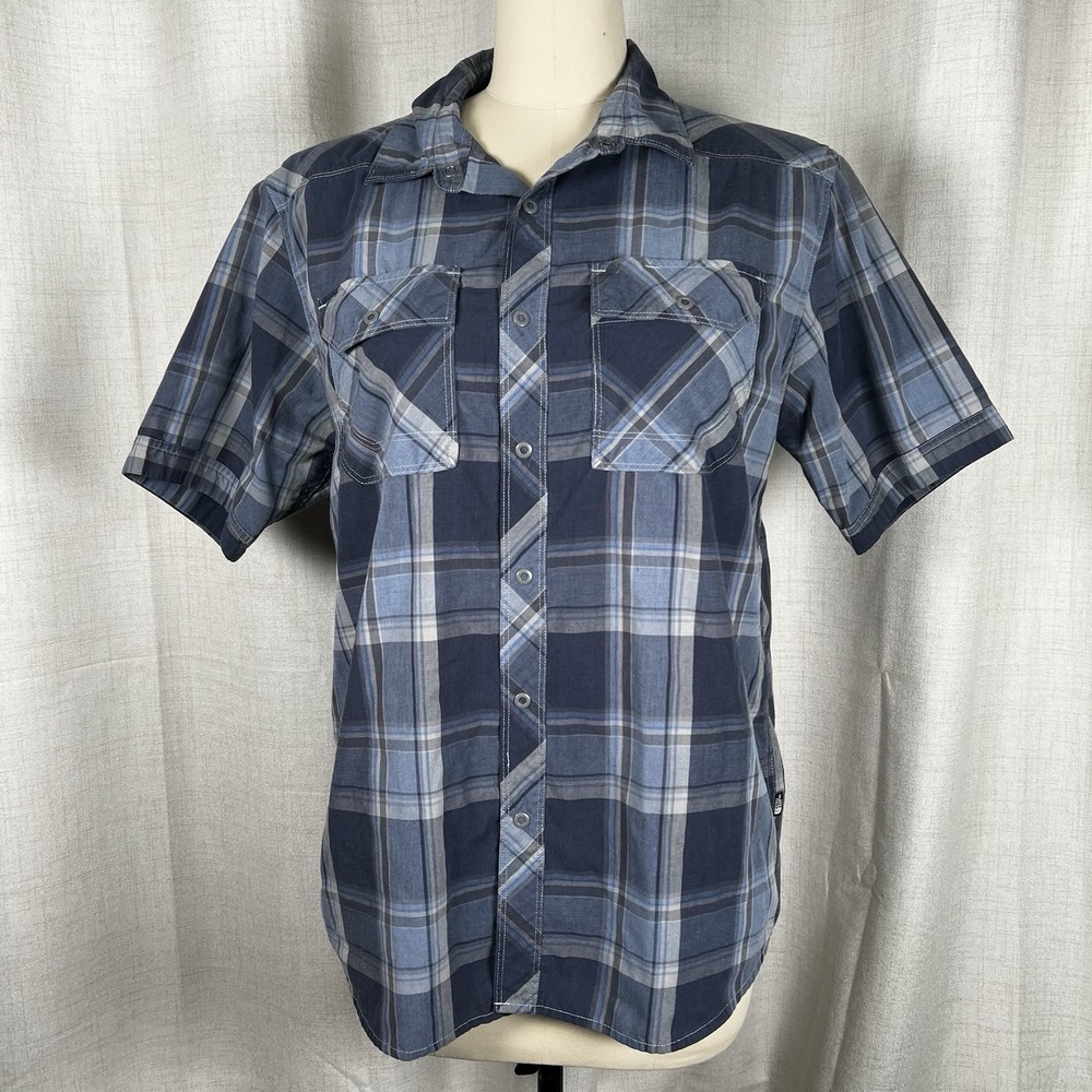 The North Face‎ Blue Plaid Snap Button Shirt Men's Size Medium Casual Outdoor